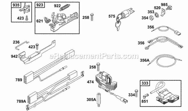 Brake Electrical Diagram and Parts List for  Briggs and Stratton Engine